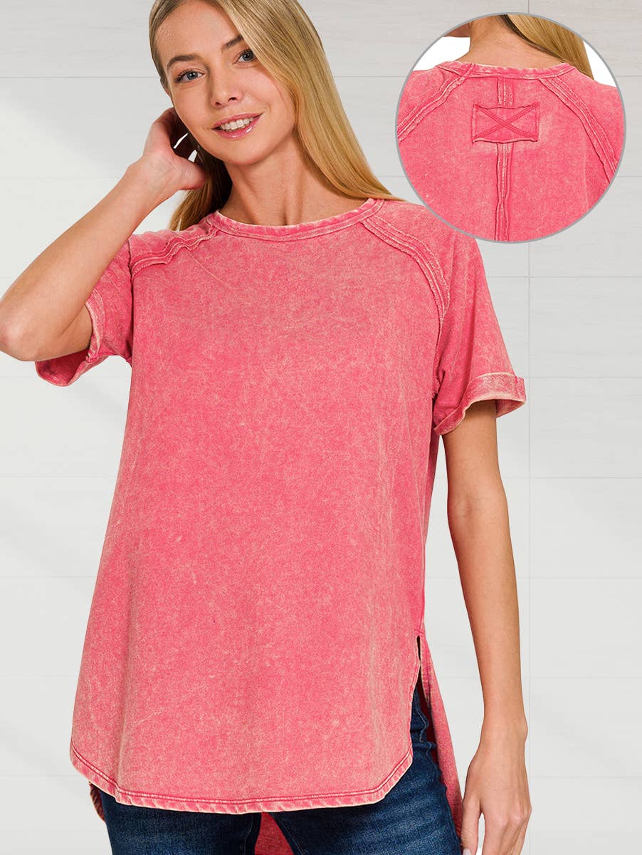 French Terry Washed Tunic Top w/ back patch: MOCHA