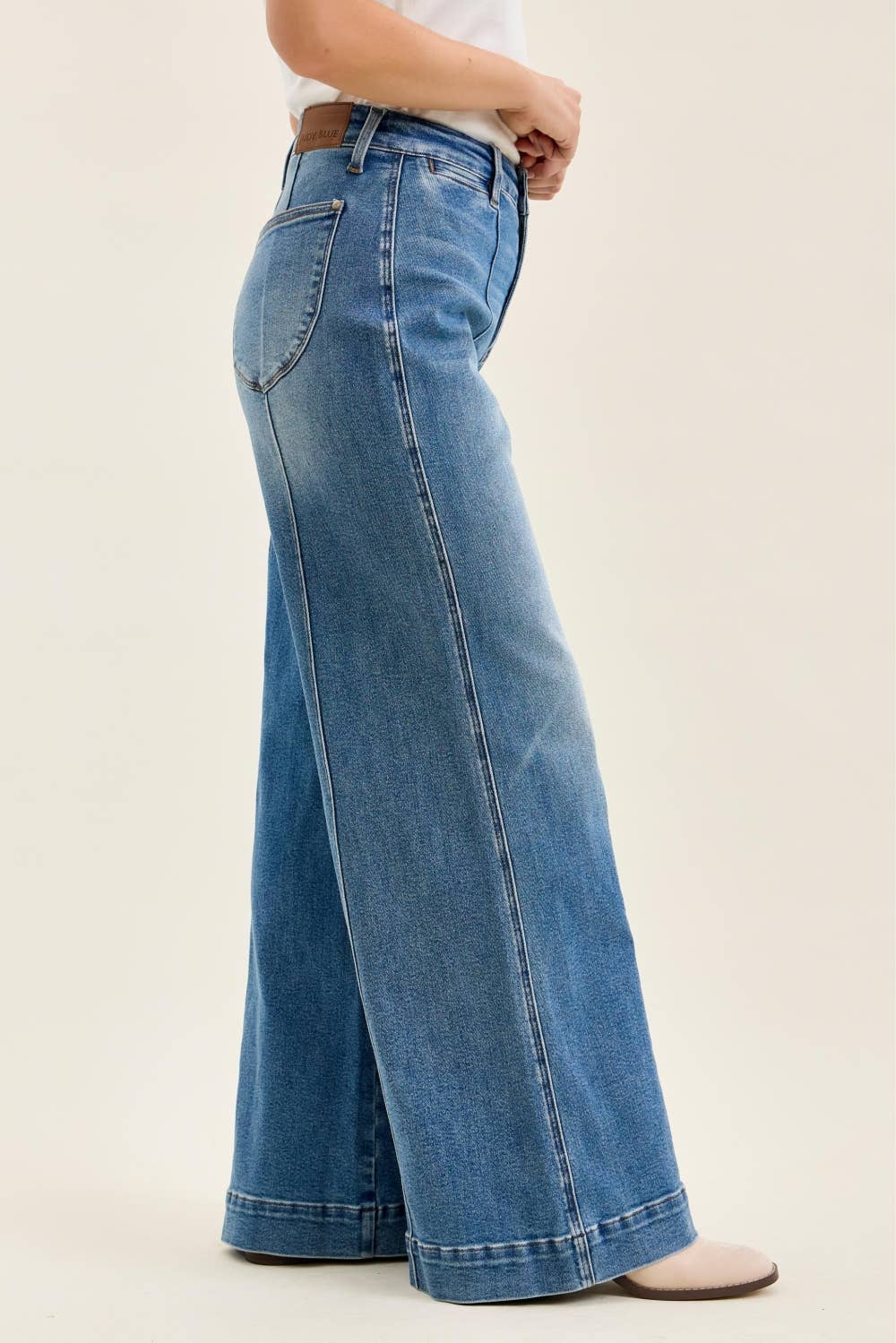 Judy Blue Jeans LIZA Multi Inseam Palazzo w/ Shield Pkts MD Classic Fade
