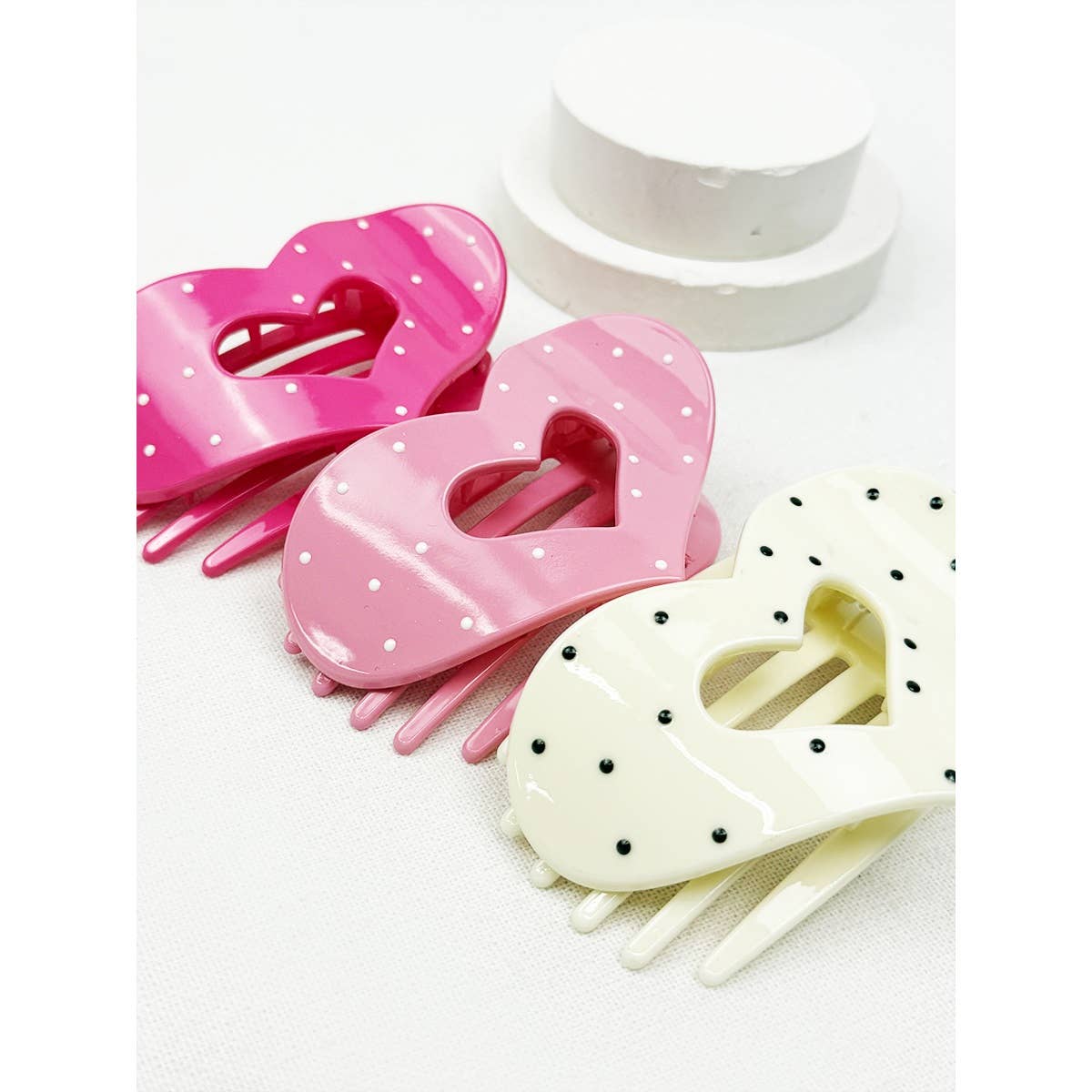 Lovely Polka Dot Heart Cut out Flat Hair Clip: Choose color