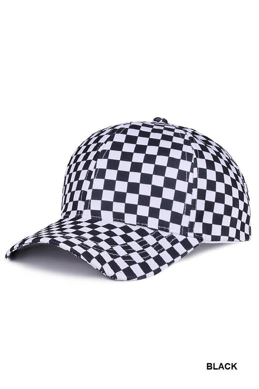 Checkered Pattern Print Baseball Cap BLACK