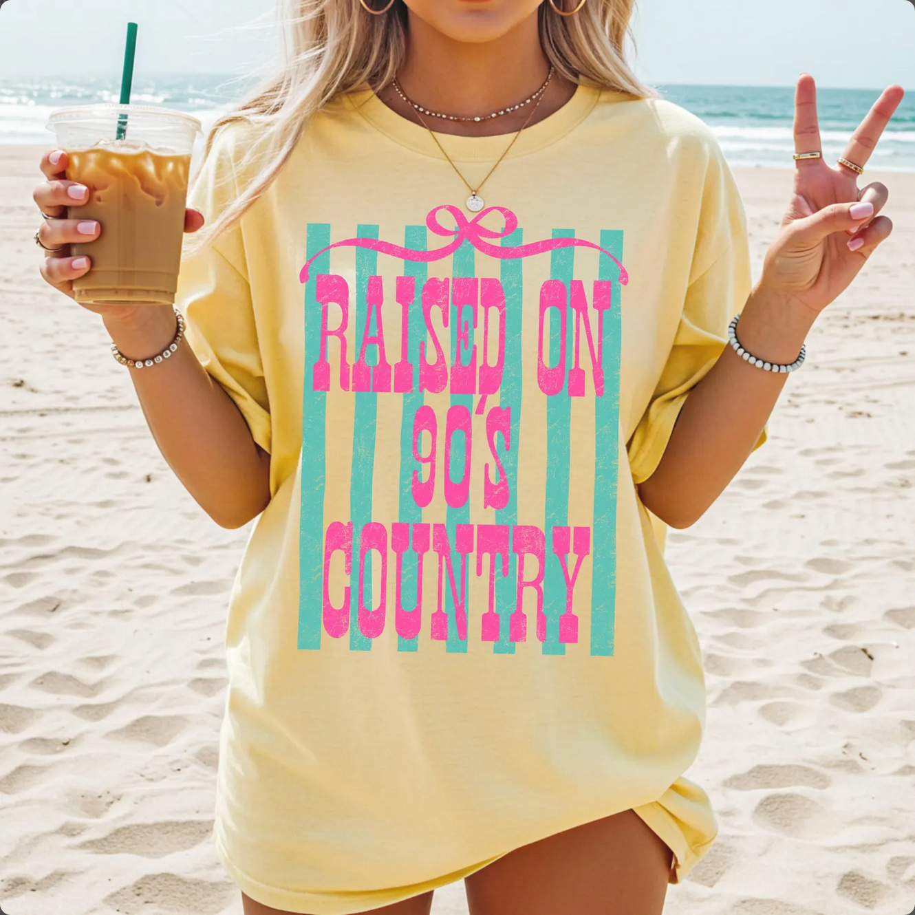 Raised On 90s Country Graphic Tee: Ivory