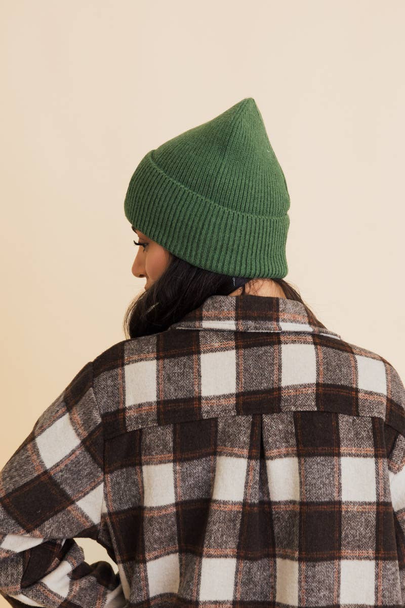 Happy Face Embroidered Ribbed Knit Beanie (Choose a color)