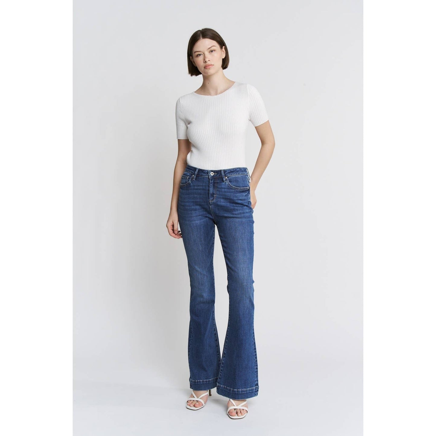 Mica HIGH RISE FLARE TROUSER HEM: NICE NAVY