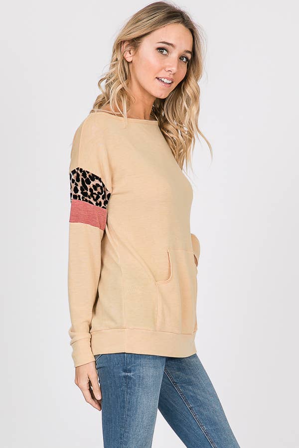 Front Pocket Long Sleeve Top/ Dusty Mustard