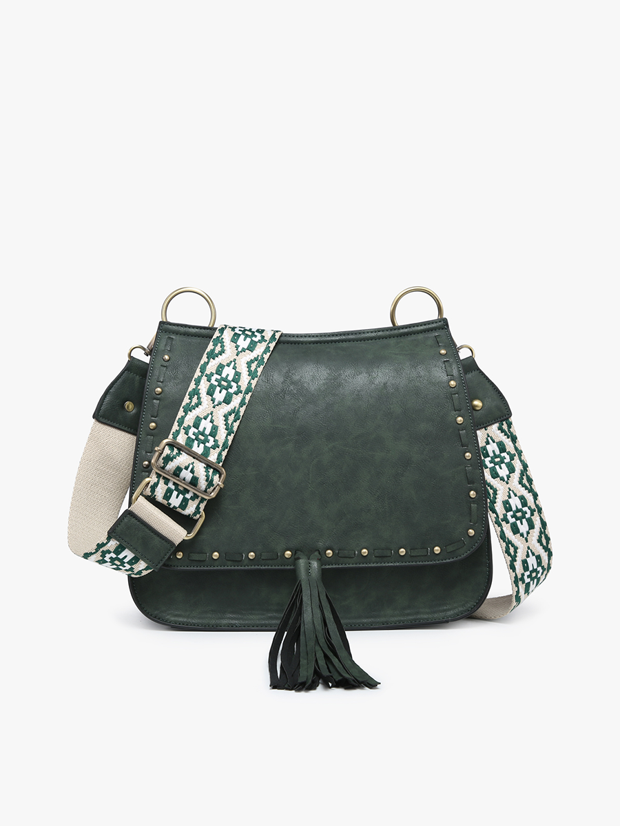 Bailey Crossbody Bag – Print Contrast Strap | Hunter Green