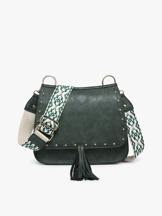 Bailey Crossbody Bag – Print Contrast Strap | Hunter Green