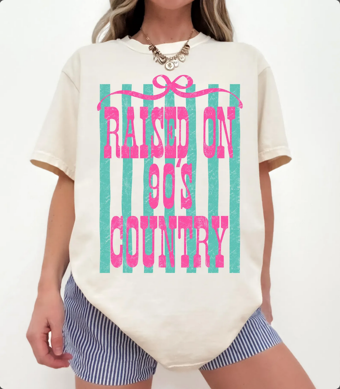 Raised On 90s Country Graphic Tee: Ivory