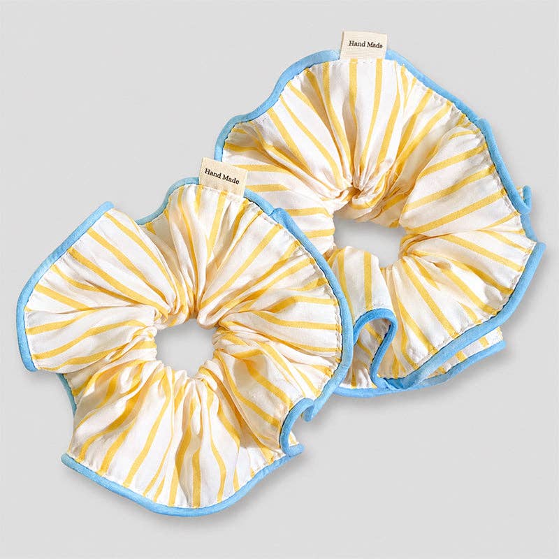 Striped Ruffle Hair Scrunchie: Single Layer Striped / One Size