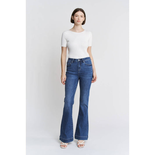 Mica HIGH RISE FLARE TROUSER HEM: NICE NAVY