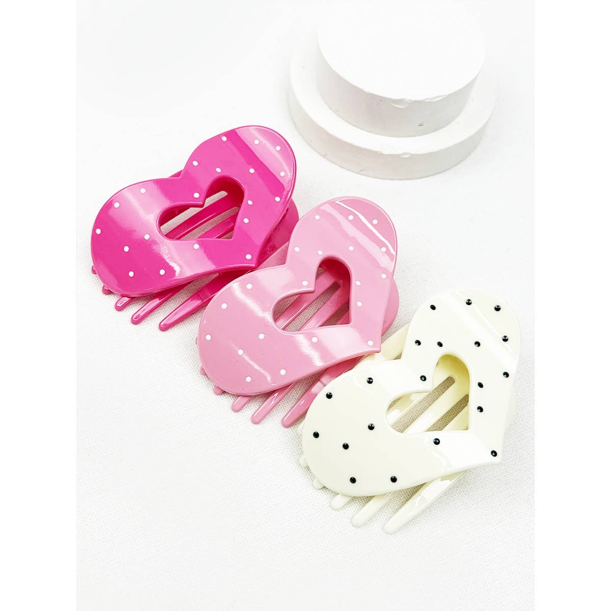 Lovely Polka Dot Heart Cut out Flat Hair Clip: Choose color