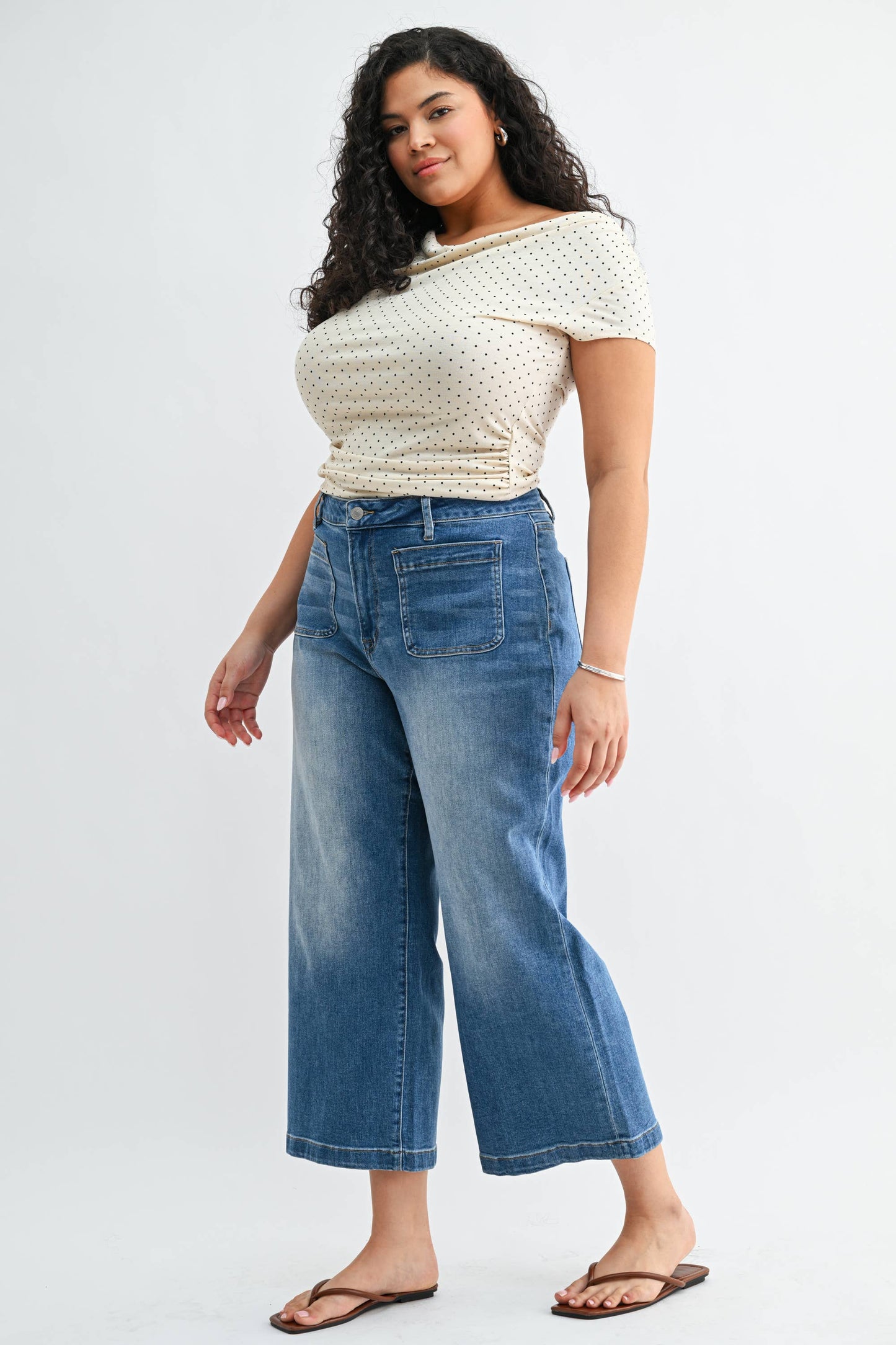 Mica HIGH RISE CROPPED WIDE LEG WITH PATCH PKT: CREW BLUE
