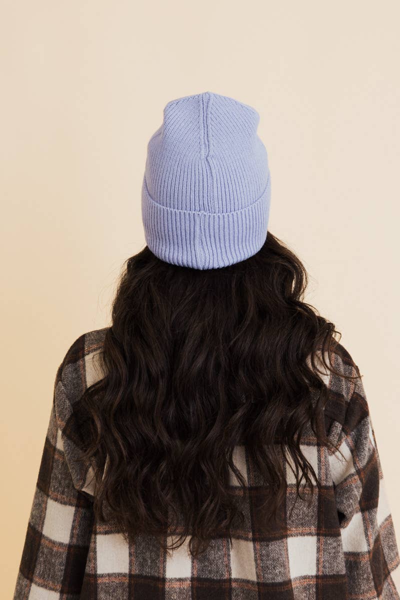Happy Face Embroidered Ribbed Knit Beanie (Choose a color)