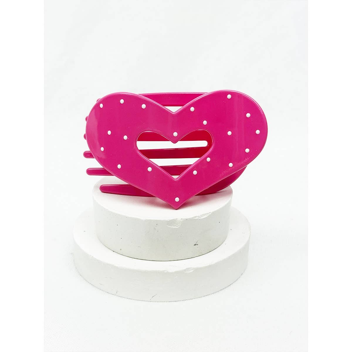 Lovely Polka Dot Heart Cut out Flat Hair Clip: Choose color