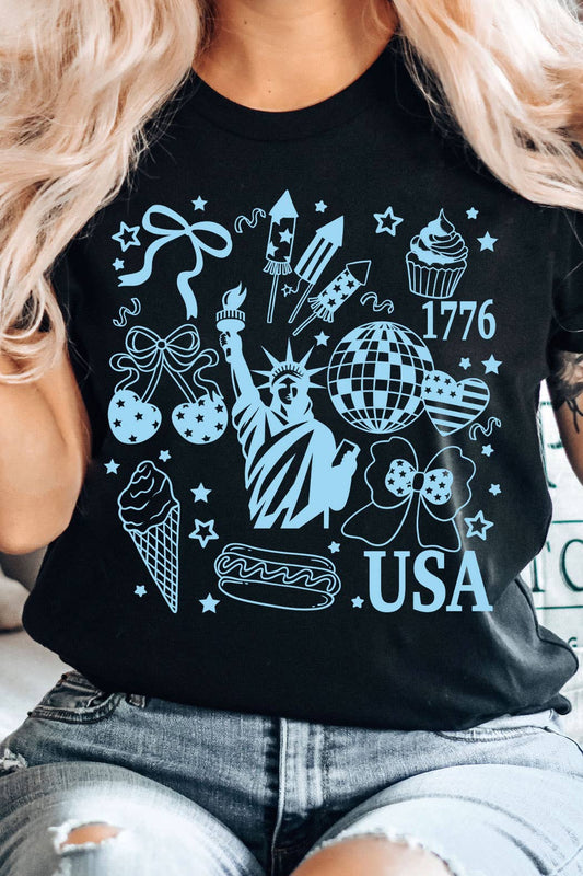 4th Of July Favorites Graphic Tee: Black