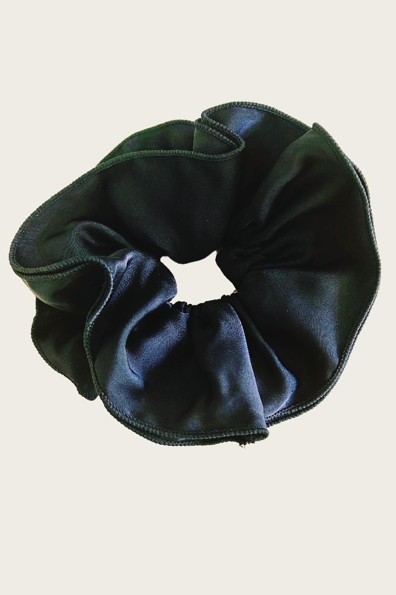 Parisian Satin Scrunchies - Vintage Luxe Hair Accessories: Black