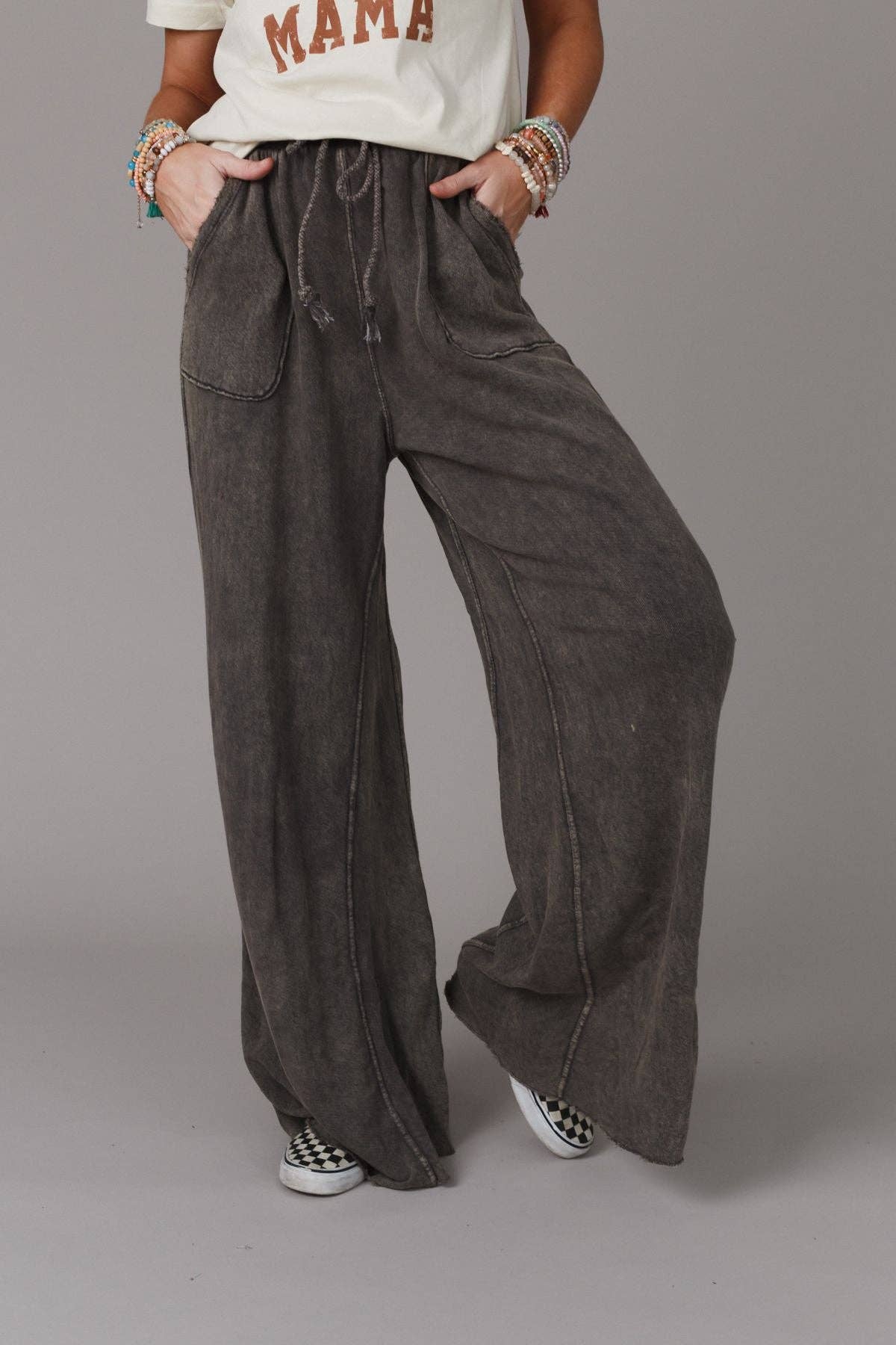 Relaxing Robin Wide Leg Pant - New Charcoal: Full