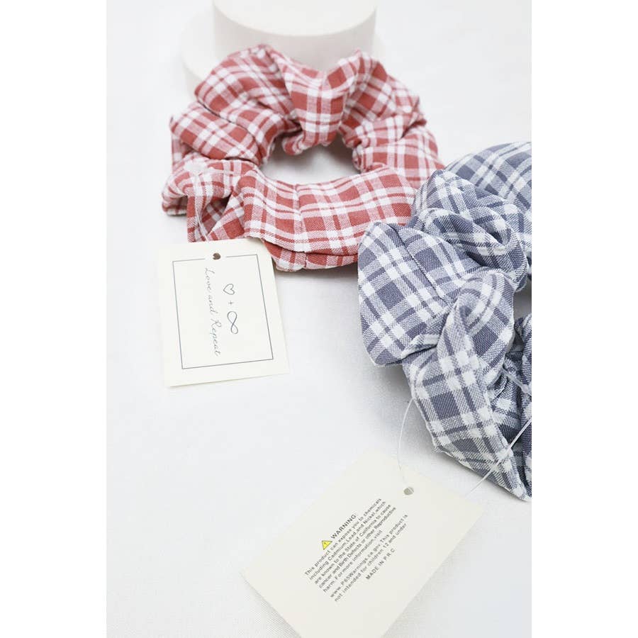 Fashion Plaid Scrunchie Set: MIX COLOR / ONE