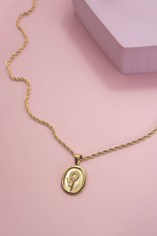 18K STAINLESS STEEL TARNISH FREE ROSE NECKLACE