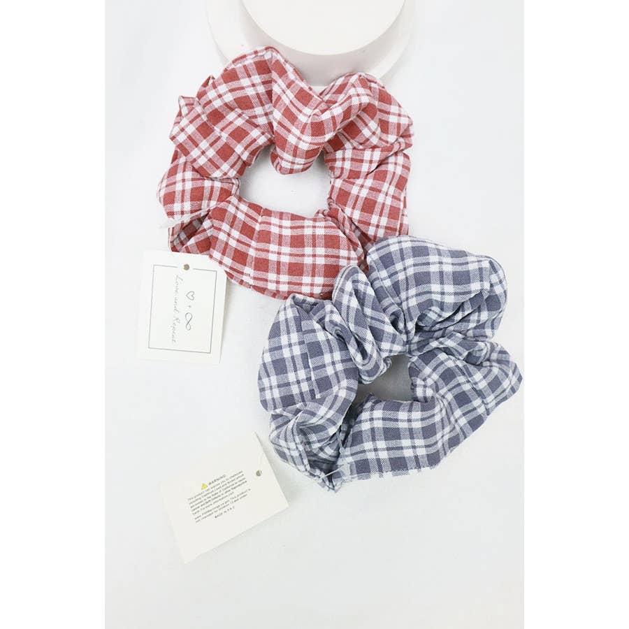 Fashion Plaid Scrunchie Set: MIX COLOR / ONE