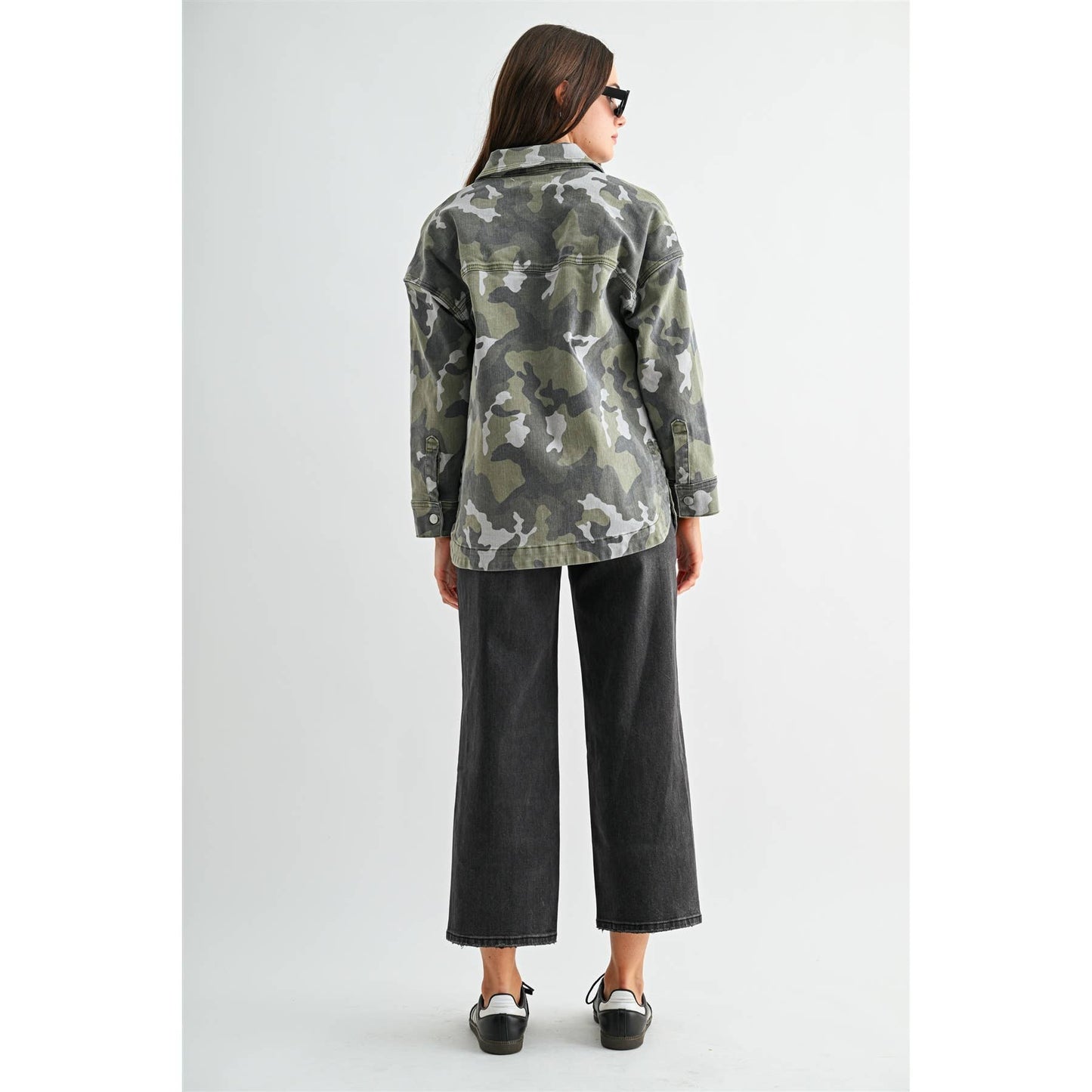 Mica CAMOUFLAGE SHACKET: FUSCOUS GRAY