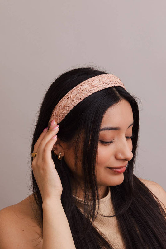 🌿 Vegan Leather Patterned Headband: Blush