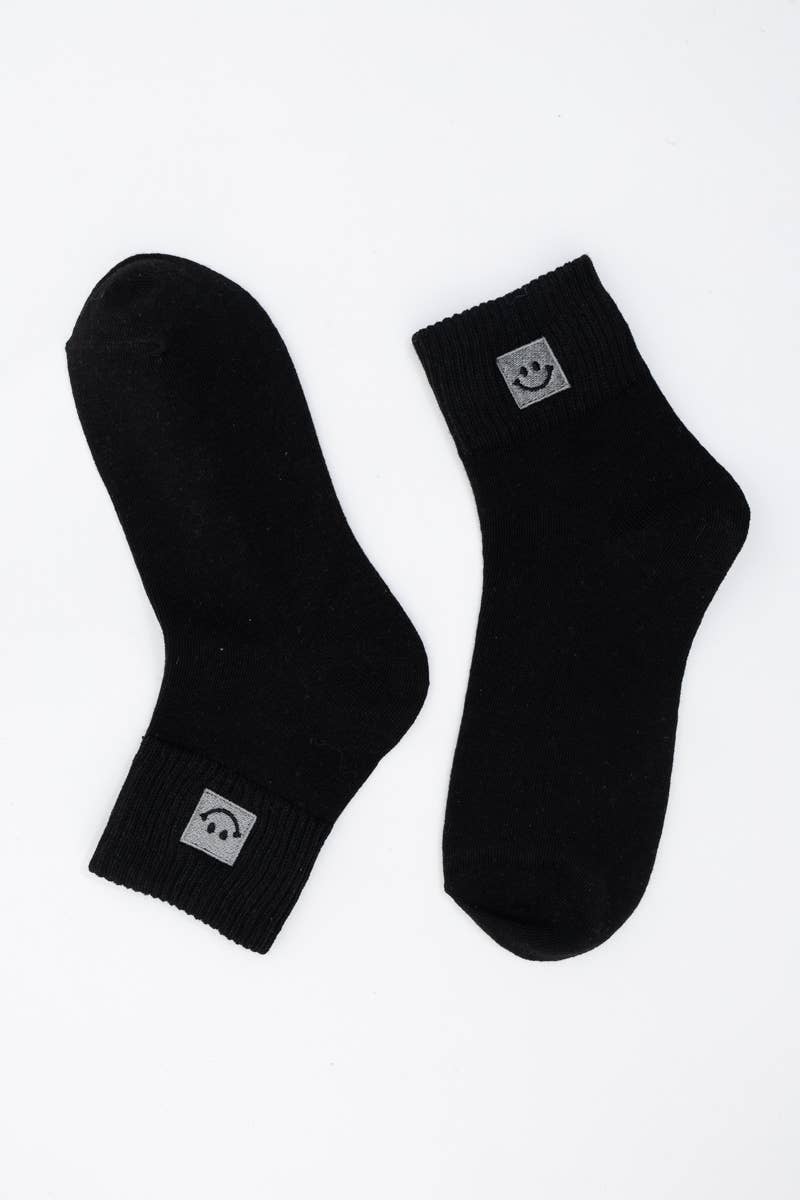 Happy Feet Embroidered Socks 🙃 - Fun Vibes: Black