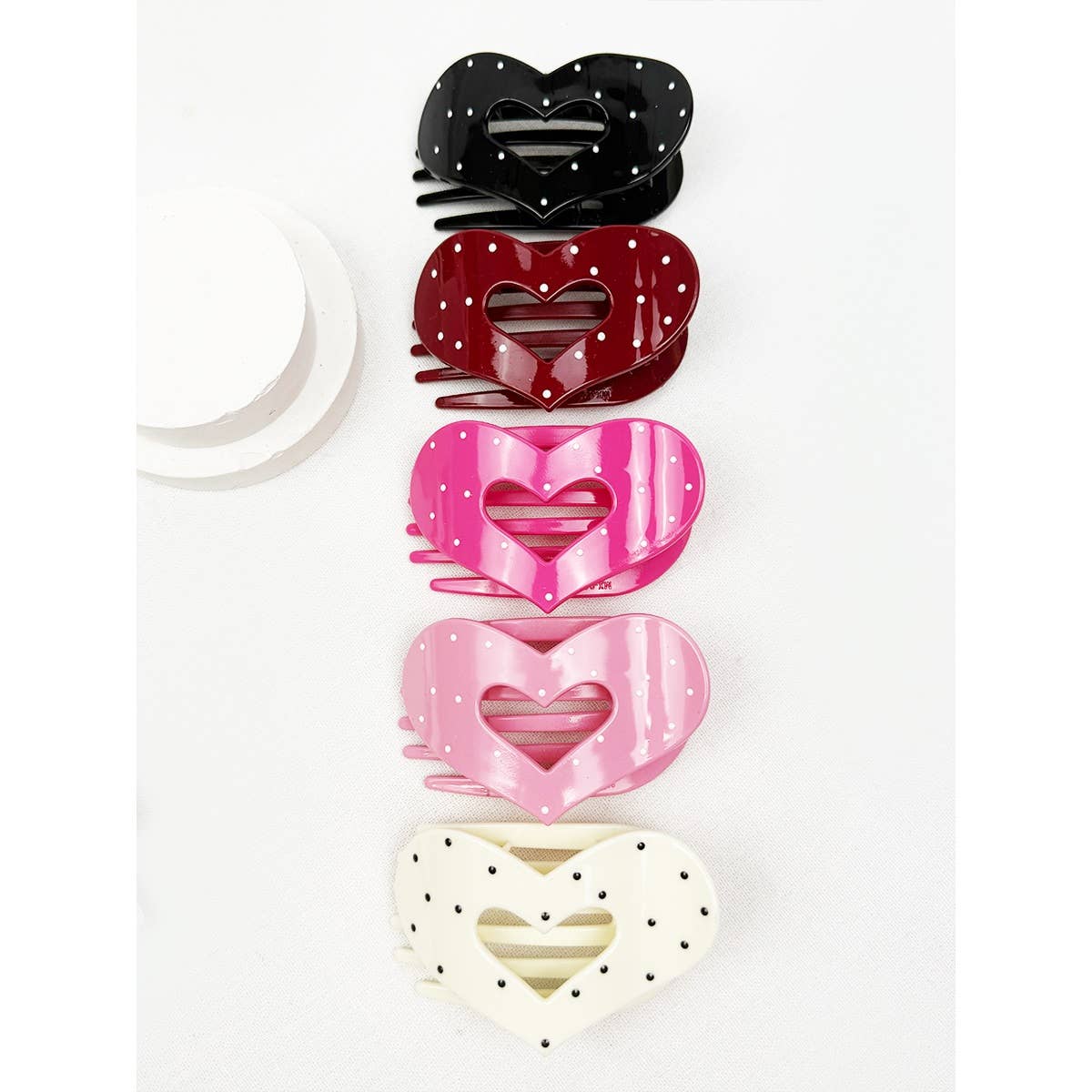 Lovely Polka Dot Heart Cut out Flat Hair Clip: Choose color