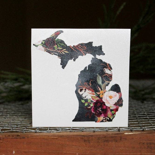 Decal  //  Michigan  ~  Woodland Whisper Floral: 4 inch STANDARD