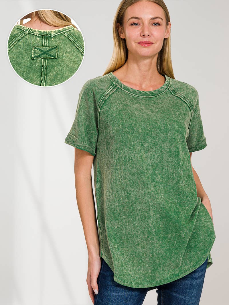 French Terry Washed Tunic Top w/ back patch: MOCHA