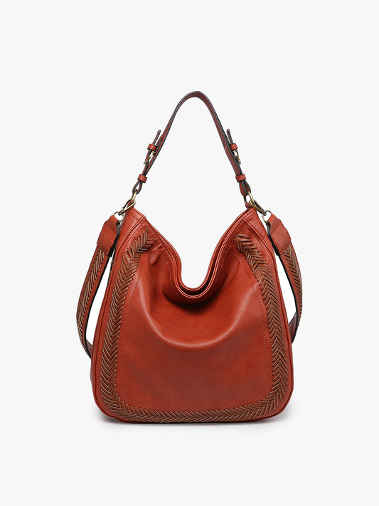 Aris Whipstitch Hobo Bag Rust