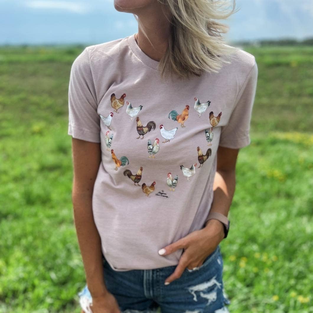 Western 'Chicken Heart' Women's Graphic Tee: Sand Dune