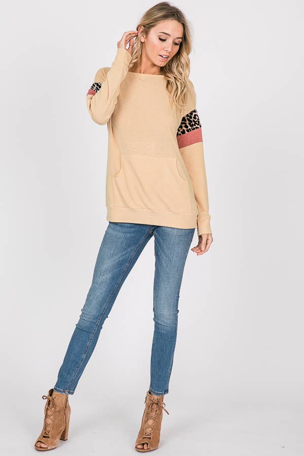 Front Pocket Long Sleeve Top/ Dusty Mustard