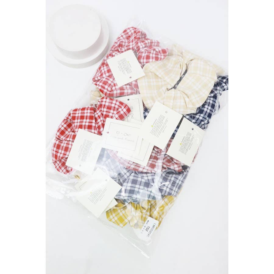 Fashion Plaid Scrunchie Set: MIX COLOR / ONE