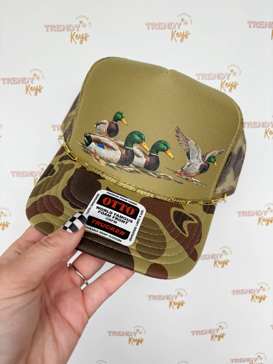 Mallard Ducks Trucker Hat : With Chain