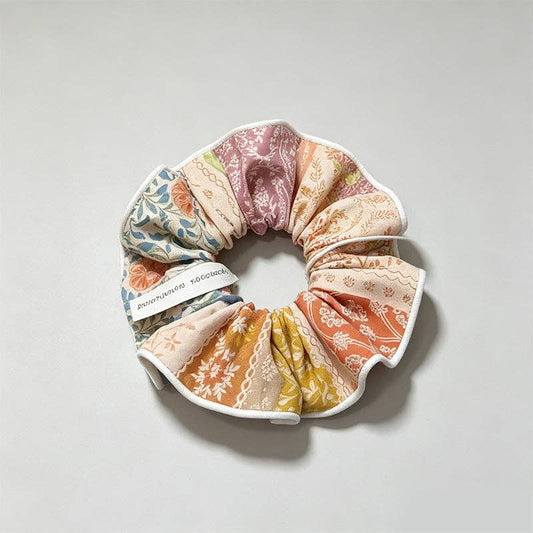 Bohemian Patchwork Floral Calico Scrunchie: Multi Color / One Size