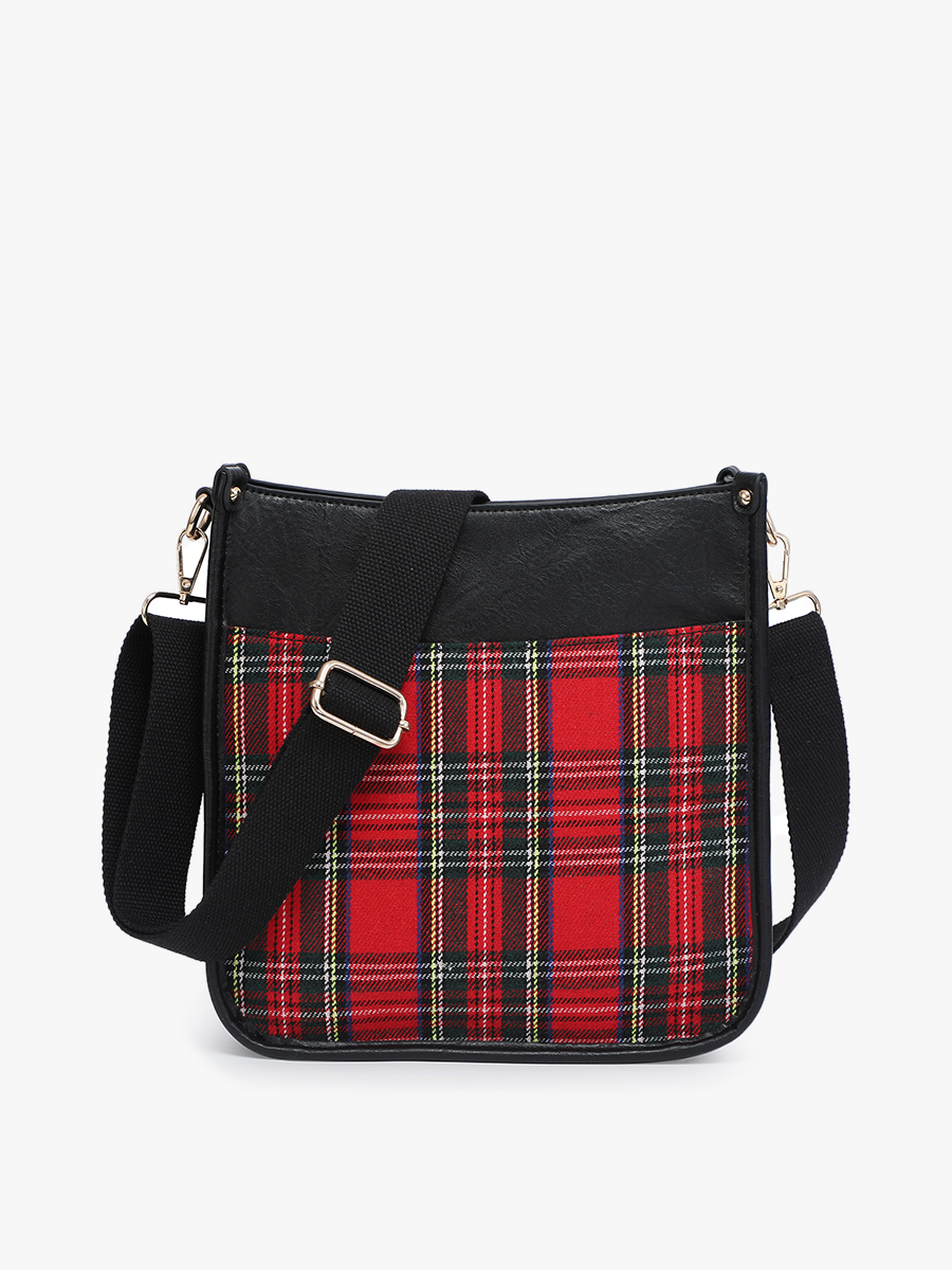 Posie Plaid Crossbody Bag – Removable Strap | Red