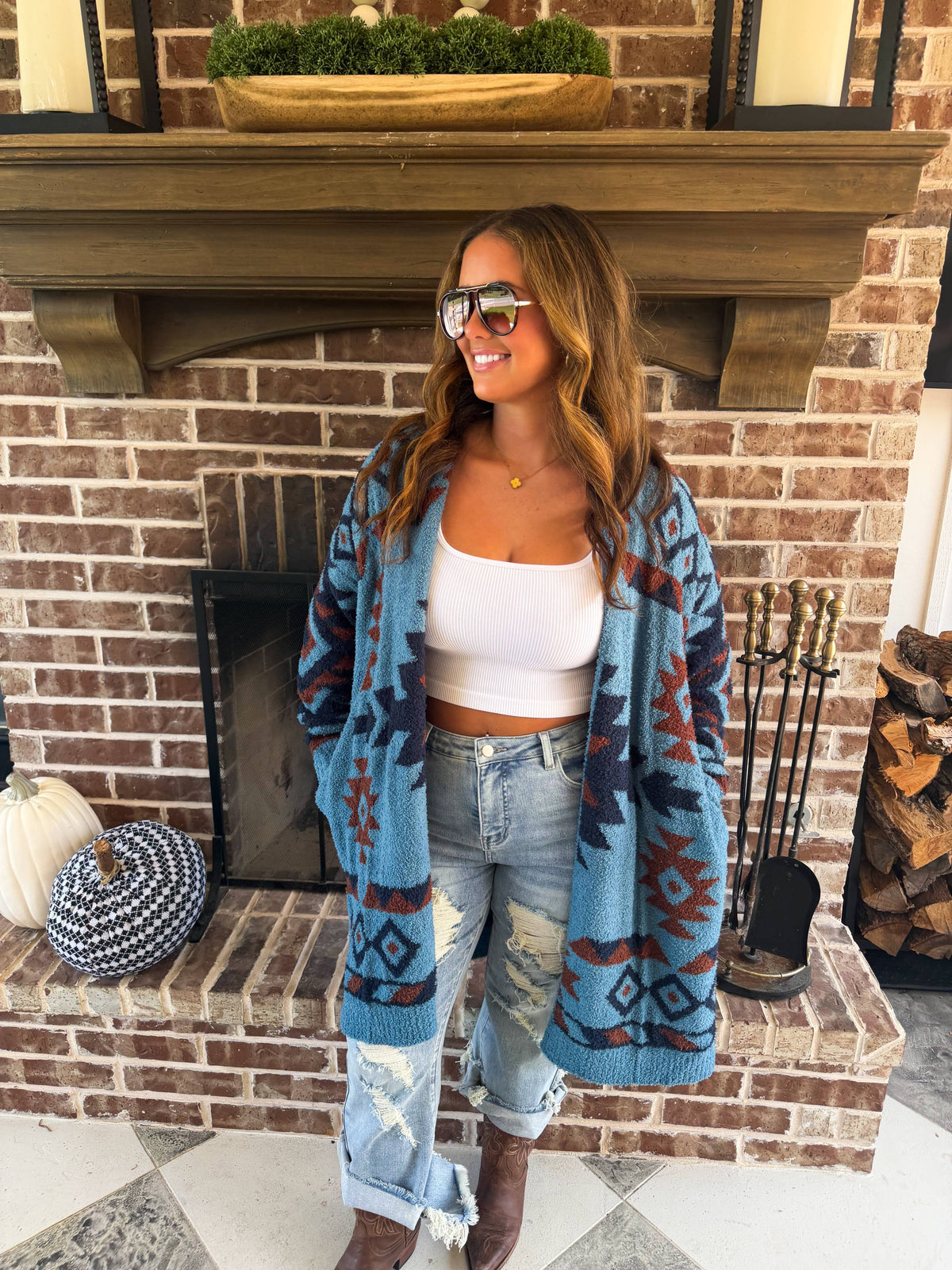 Aztec Autumn Cloud Cardigan/ CREAM