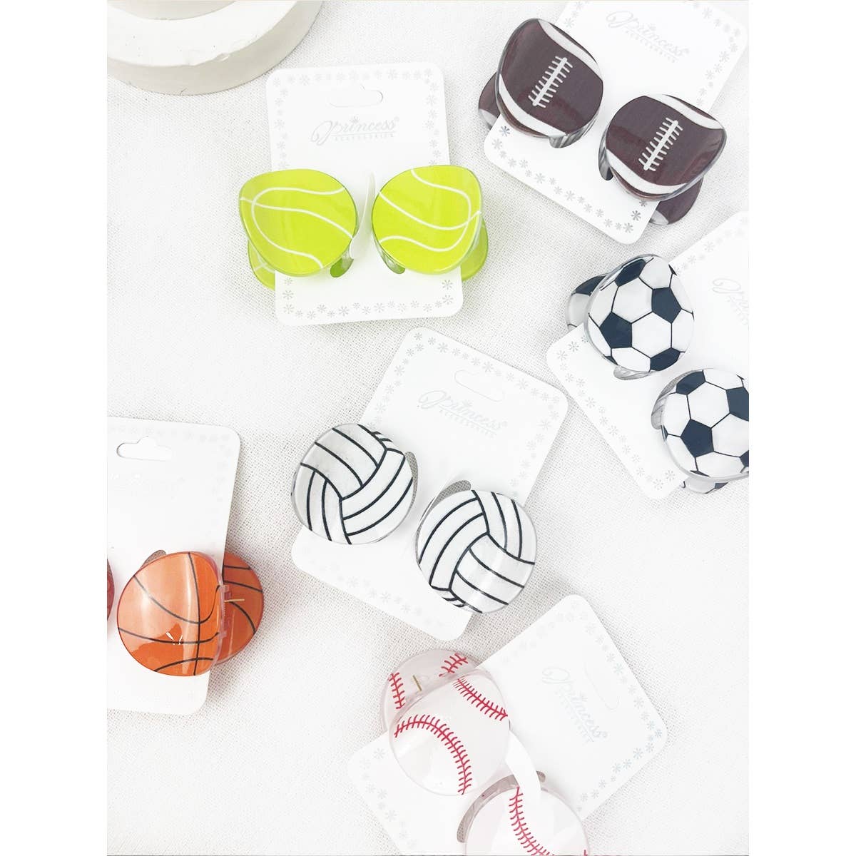 Sports Ball Theme Medium Size Claw Clips: MIX COLOR / ONE(12)