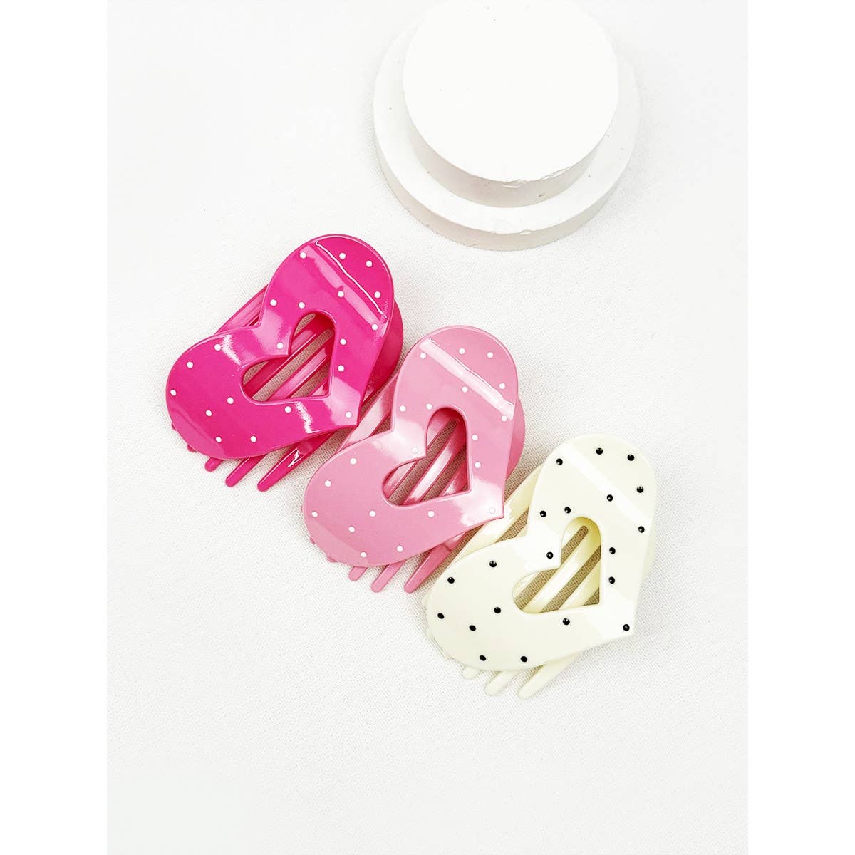 Lovely Polka Dot Heart Cut out Flat Hair Clip: Choose color