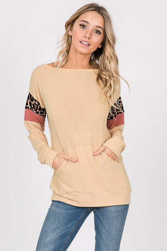 Front Pocket Long Sleeve Top/ Dusty Mustard