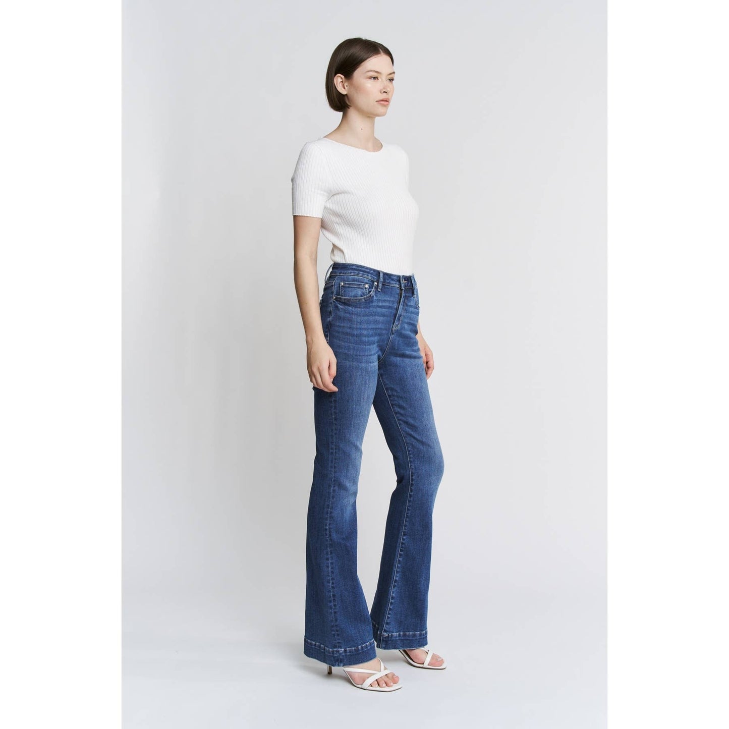 Mica HIGH RISE FLARE TROUSER HEM: NICE NAVY