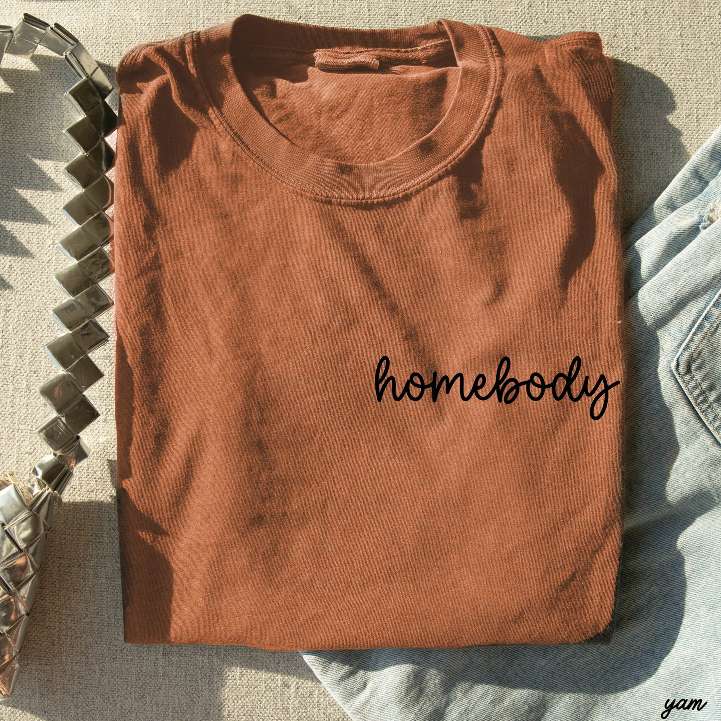 Homebody Cursive Tee BURNT ORANGE
