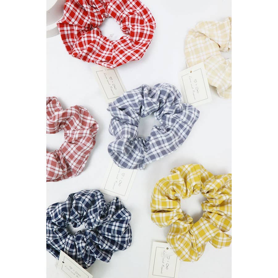 Fashion Plaid Scrunchie Set: MIX COLOR / ONE
