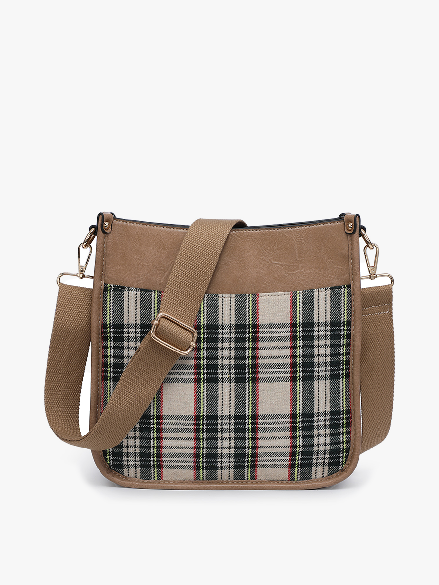 Posie Plaid Crossbody Bag – Removable Strap | Tan