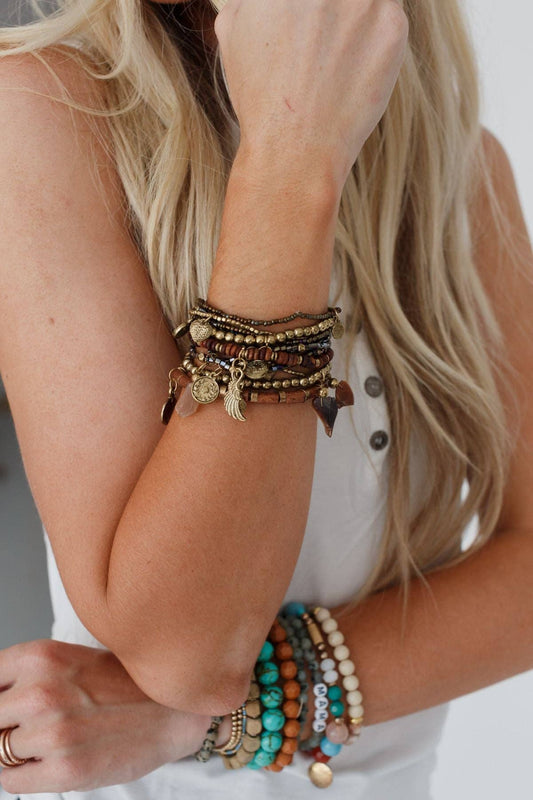 Alyda Boho Bracelet Set - Brown: Brown / OS