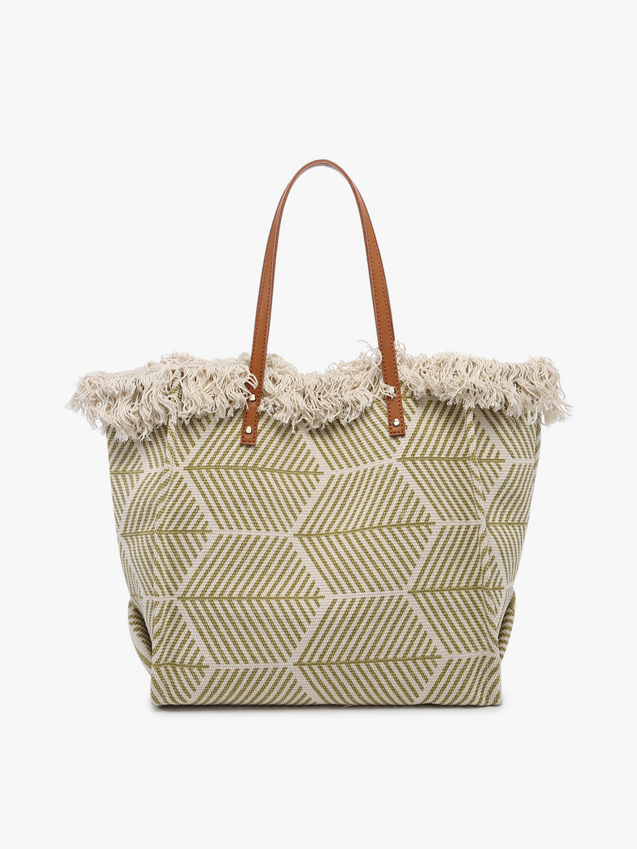 Madison Handwoven Fringe Tote – Woven Cotton Bag | Boho.Green