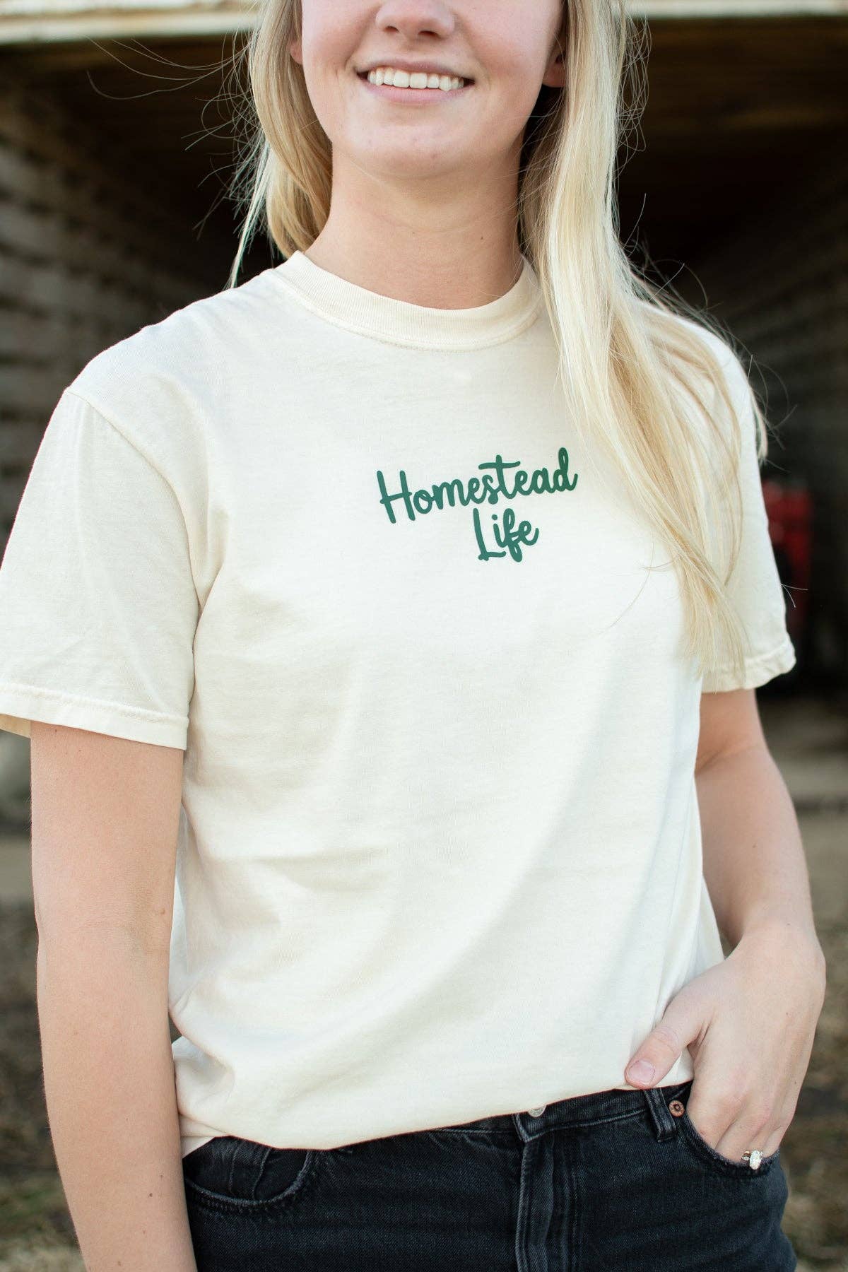 Western 'Homestead Life' Ivory Graphic Tee