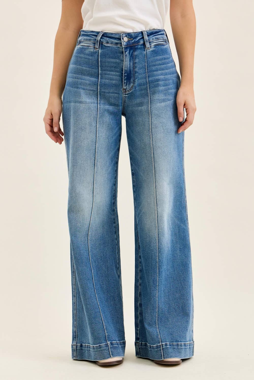 Judy Blue Jeans LIZA Multi Inseam Palazzo w/ Shield Pkts MD Classic Fade