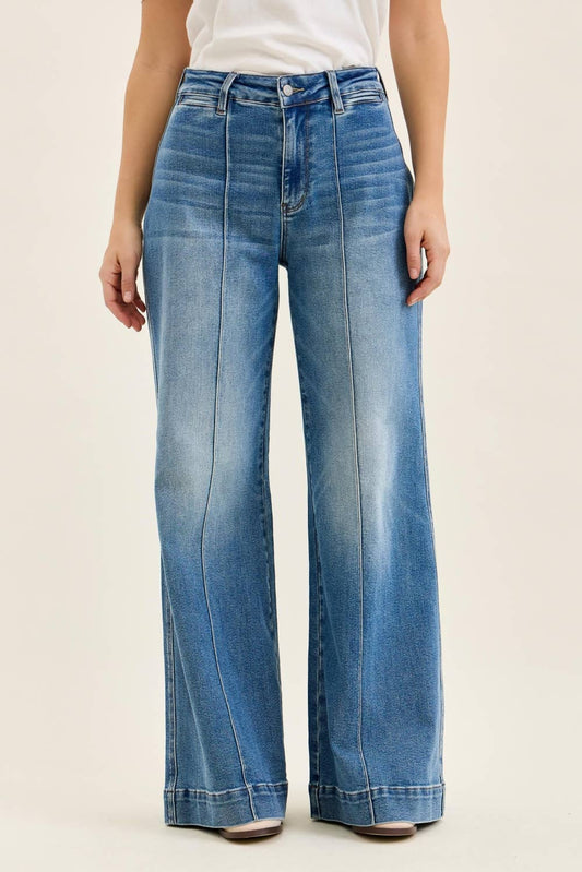 Judy Blue Jeans LIZA Multi Inseam Palazzo w/ Shield Pkts MD Classic Fade