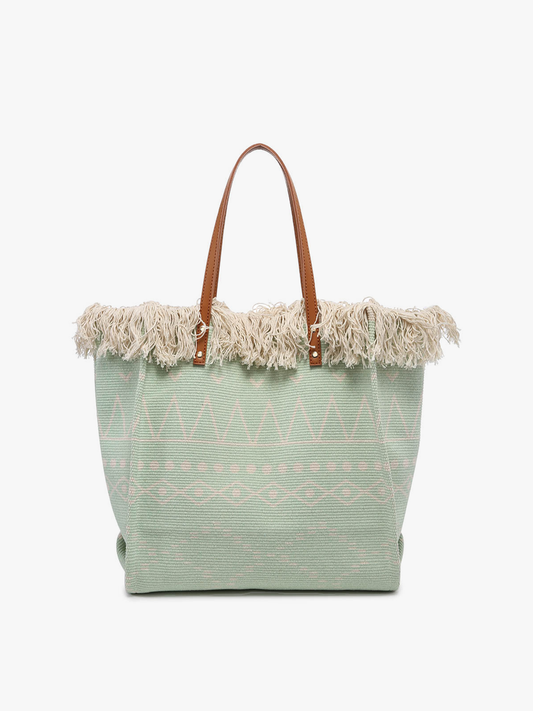 Madison Handwoven Fringe Tote – Woven Cotton Bag | Boho.Green